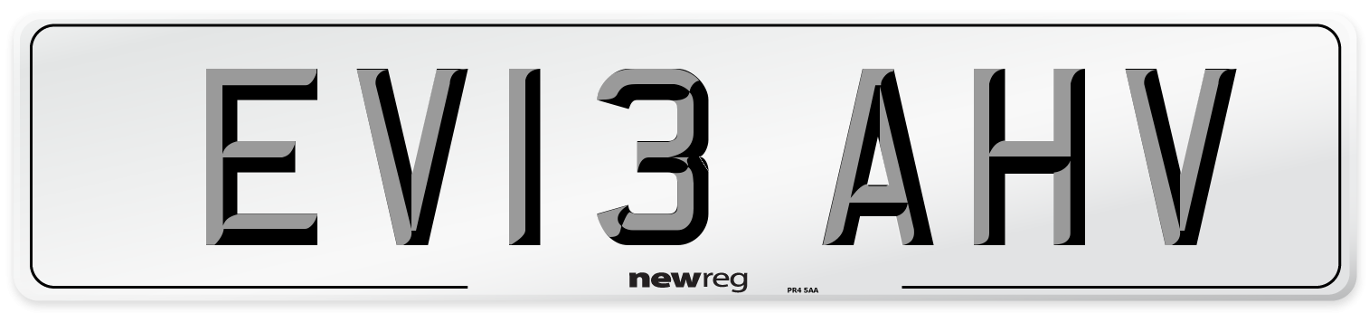 EV13 AHV Number Plate from New Reg